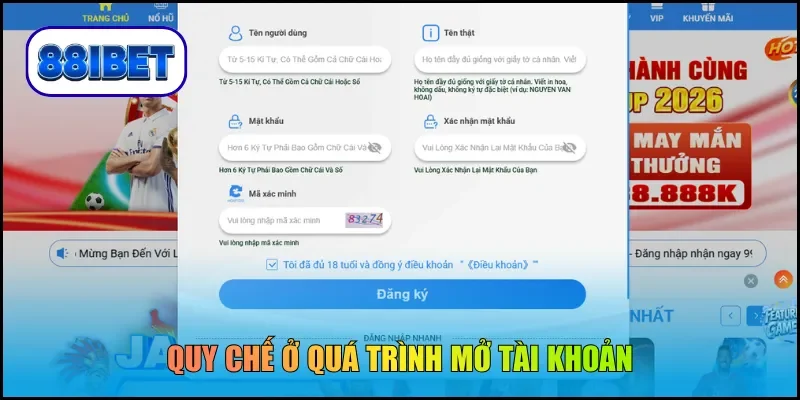 Quy chế ở quá trình mở tài khoản